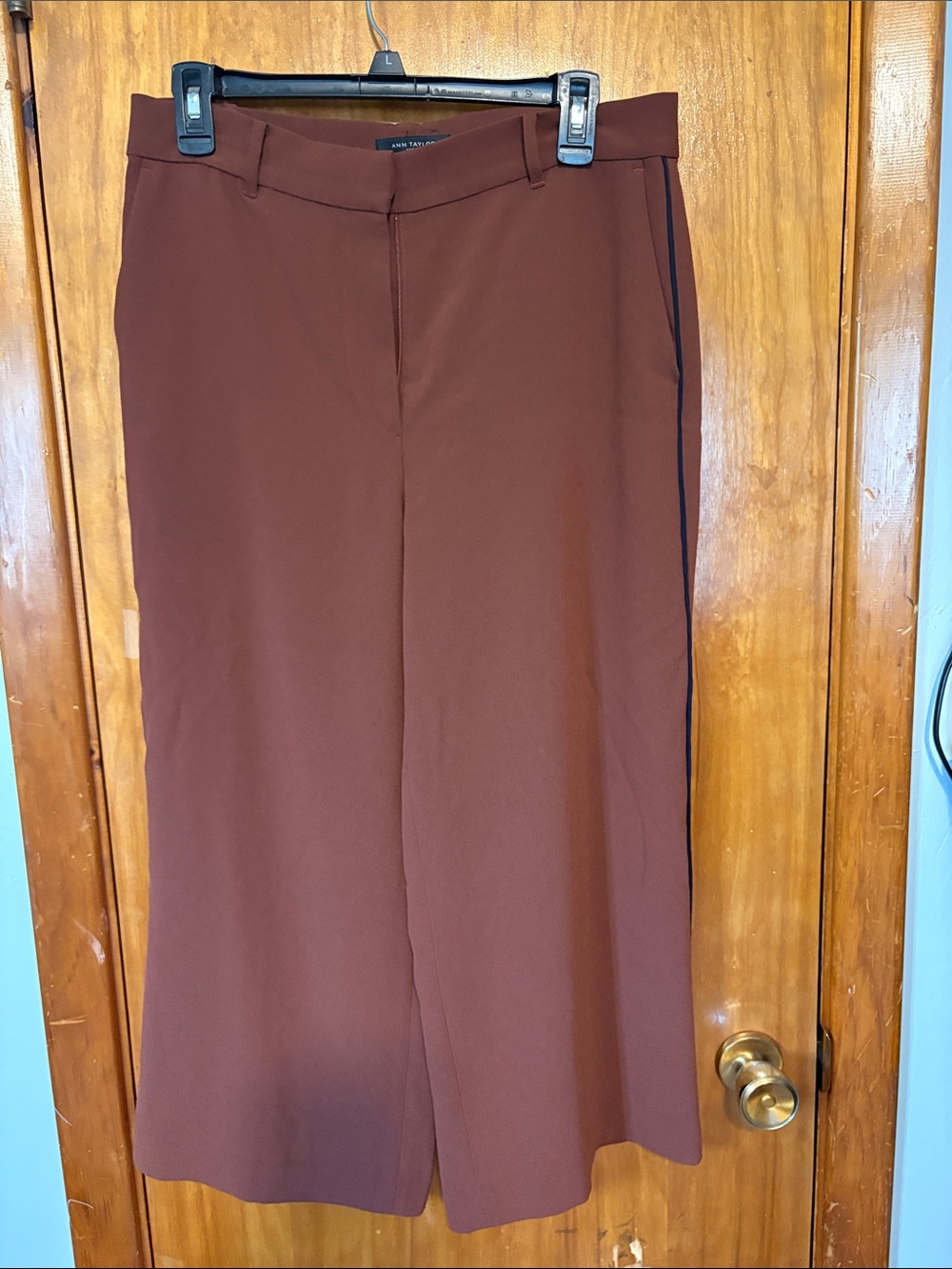 Ann Taylor Wide-Leg Work Pants in Deep Brown